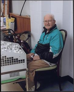 John Turner calling numbers at bingo at the Senior Center