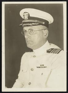 Skipper of Training Ship Nantucket Captain Clarence A. Abele chief of staff USN. 1st Naval published at Navy Yard who will send a greeting to son + rest of front