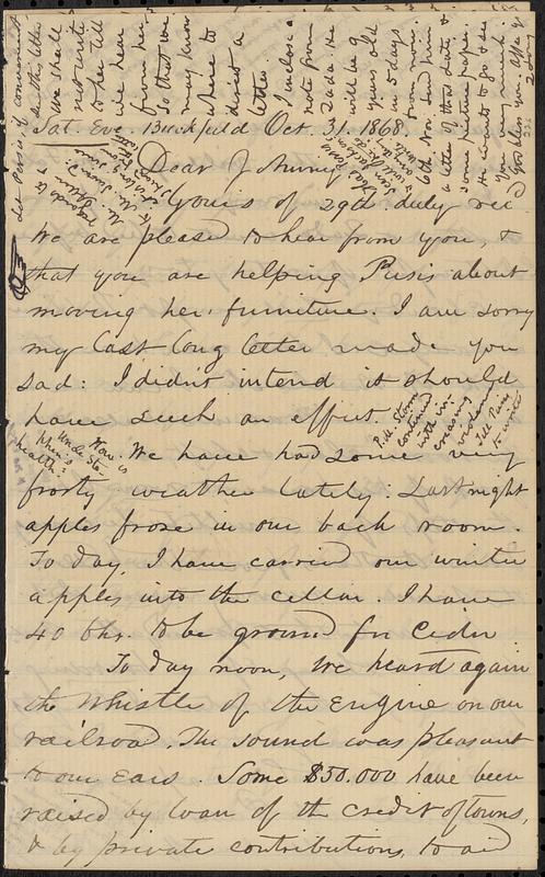 Letter from Zadoc Long to John D. Long, October 31, 1868