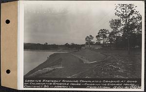 Contract No. 96, Chlorine Storage House and Equipment and Chlorinating Equipment for Gate House at Norumbega Reservoir, Weston, looking easterly showing completed grading at rear of chlorinator storage house, chlorinator storage house, Weston, Mass., May 26, 1941