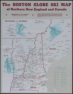 The Boston Globe ski map of northern New England and Canada