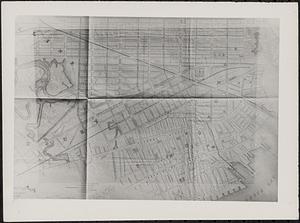 Photo of portion of 1864 map "Plan of lands on the Back Bay"