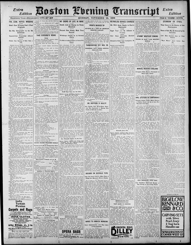 Boston Evening Transcript. November 15, 1909 - Digital Commonwealth