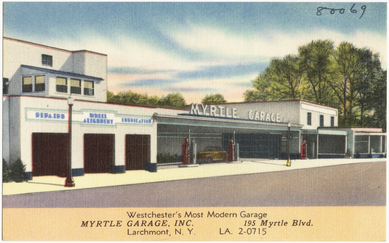 Myrtle Garage, Inc. Westchester's most modern garage. 195 Myrtle Blvd. Larchmont, N. Y. LA. 2-0715