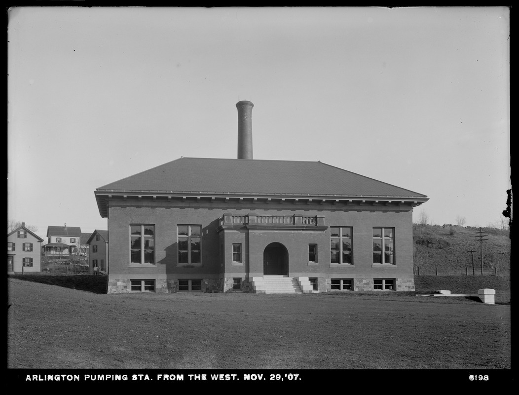 Distribution Department, Arlington Pumping Station, from the west, Arlington, Mass., Nov. 29, 1907