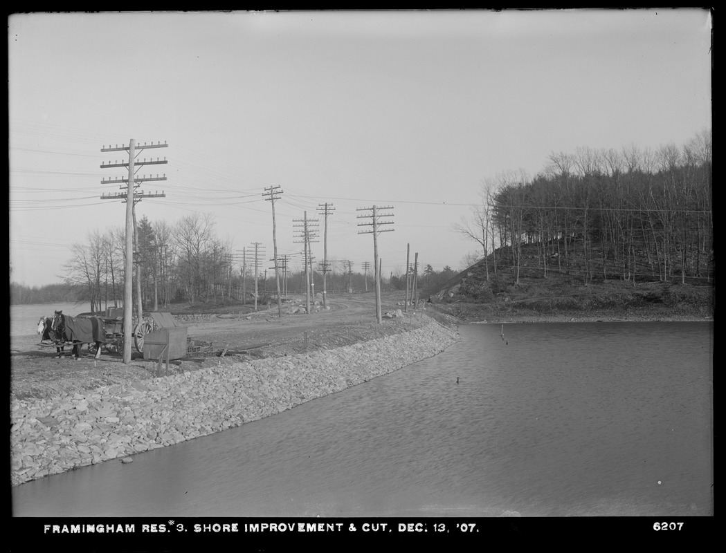 Sudbury Department, Framingham Reservoir No. 3, shore improvement and cut, Framingham, Mass., Dec. 13, 1907