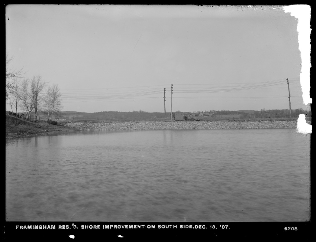 Sudbury Department, Framingham Reservoir No. 3, shore improvement on south side, Framingham, Mass., Dec. 13, 1907