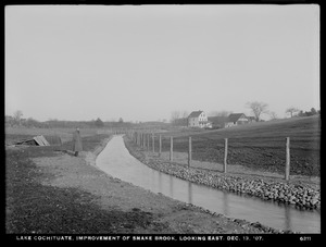 Sudbury Department, improvement of Lake Cochituate, improvement of Snake Brook, looking east; near Lake Cochituate, Natick, Mass., Dec. 13, 1907