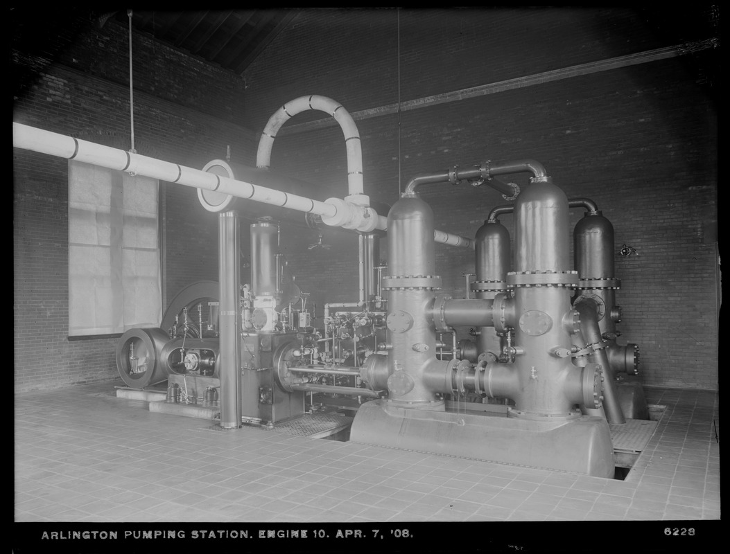 Distribution Department, Arlington Pumping Station, Engine No. 10, Arlington, Mass., Apr. 7, 1908