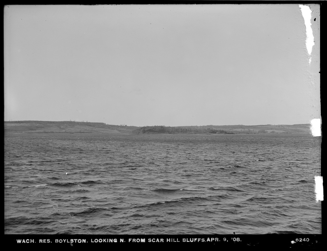 Wachusett Reservoir, view of reservoir from Scar Hill Bluffs, looking north, Boylston, Mass., Apr. 9, 1908