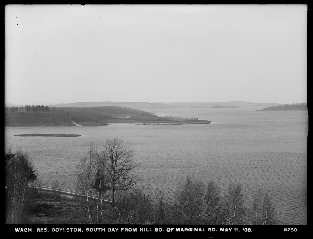 Wachusett Reservoir, South Bay from hill south of Marginal Road ...