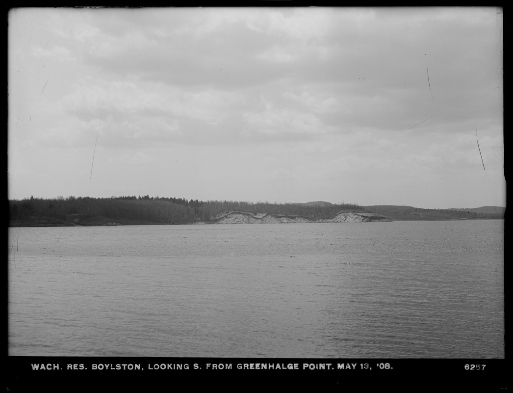 Wachusett Reservoir, view of reservoir from Greenhalge Point, looking south, Boylston, Mass., May 13, 1908