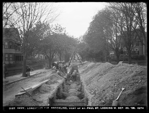 Distribution Department, Low Service Pipe Lines, 48-inch pipe, Longwood Avenue, west of St. Paul Street, looking west, Brookline, Mass., Oct. 20, 1908
