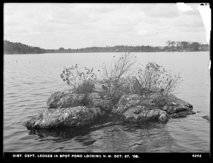 Distribution Department, Low Service Spot Pond Reservoir, ledges, looking northwest, Stoneham, Mass., Oct. 27, 1908