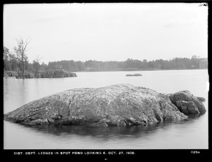 Distribution Department, Low Service Spot Pond Reservoir, ledges, looking east, Stoneham, Mass., Oct. 27, 1908