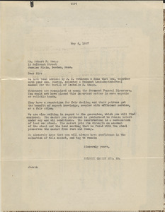 Letter and certificate from Belmont Casket Mfg. Co. to Mr. Robert F. Knapp, May 5, 1937