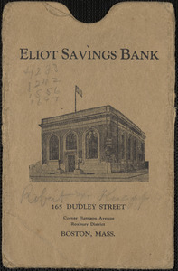 Deposit book envelope of Robert F. Knapp for Eliot Savings Bank