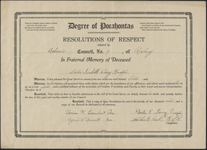 Degree of Pocahontas, resolutions of respect adopted by Baboosic council, No. 7, of Roxbury, in fraternal memory of deceased sister Isabelle Daisy Knapp