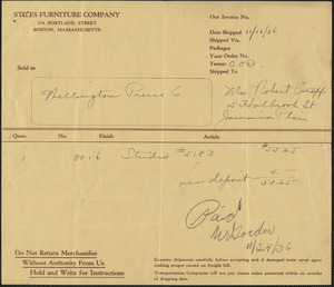 Receipt from Stiles Furniture Company for Mrs. Robert Knapp, November 24, 1936