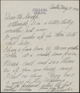 Letter from Frank H. Clarke to Mr. Knapp, May 18, 1938