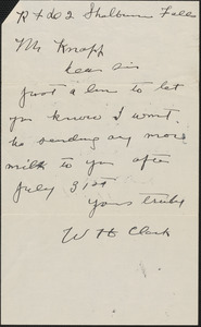Letter from W. H. Clark to Mr. Knapp