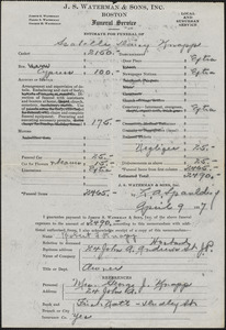 Estimate from J. S. Waterman & Sons, Inc. for funeral of Isabelle Daisy Knapp, April 9, 1937
