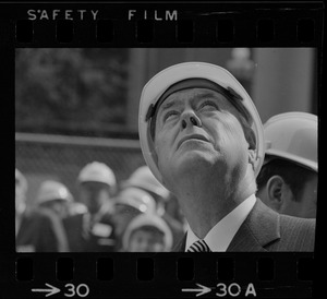 Gerhard Bleicken, Chairman of the John Hancock Mutual Insurance Company, seen at the "topping off" ceremony for the new tower