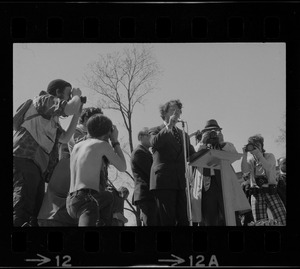 Senator Vance Hartke of Indiana speaking at an anti-Vietnam War rally on the Boston Common