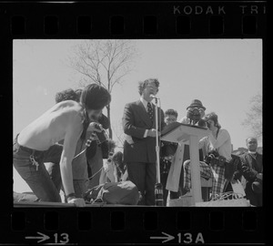 Senator Vance Hartke of Indiana speaking at an anti-Vietnam War rally on the Boston Common