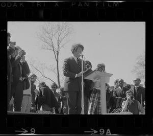 Senator Vance Hartke of Indiana speaking at an anti-Vietnam War rally on the Boston Common