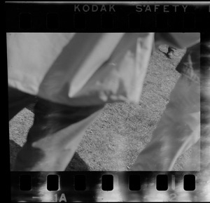 View of spectators pants during an anti-Vietnam war rally on the Boston Common