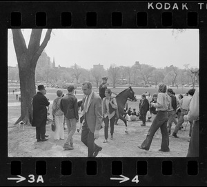 Confrontation between police and hippies on the Boston Common