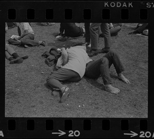 Hippies on the Boston Common embracing