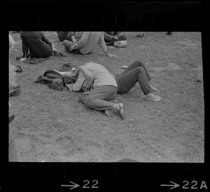 Hippies on the Boston Common embracing