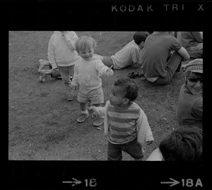 Toddlers seen among hippies on the Boston Common