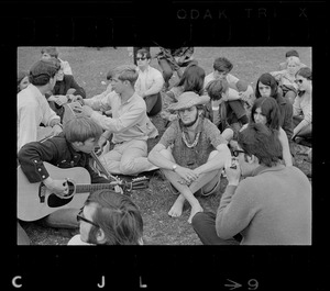 Hippies on the Boston Common playing music