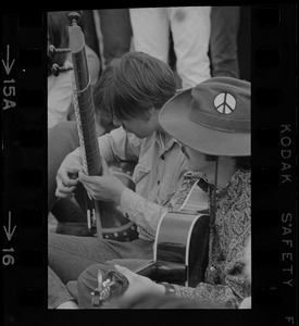 Hippies playing guitar on the Boston Common