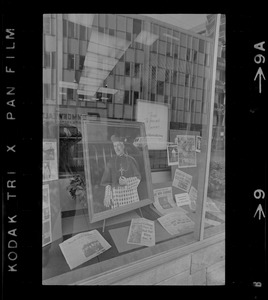 Window display about Cardinal Cushing through the years