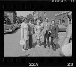 Outside Middlesex County Courthouse are Mrs. Florence Volpe, Arthur Volpe, Mrs. Gill, Woburn ex-Mayor Edward F. Gill and Charles J. DiPanfilo