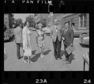 Outside Middlesex County Courthouse are Mrs. Florence Volpe, Mrs. Gill, Woburn ex-Mayor Edward F. Gill and Charles J. DiPanfilo