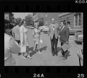 Outside Middlesex County Courthouse are Mrs. Florence Volpe, Mrs. Gill, Woburn ex-Mayor Edward F. Gill and Charles J. DiPanfilo