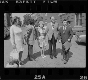 Outside Middlesex County Courthouse are Mrs. Florence Volpe, Arthur Volpe, Mrs. Gill, Woburn ex-Mayor Edward F. Gill and Charles J. DiPanfilo