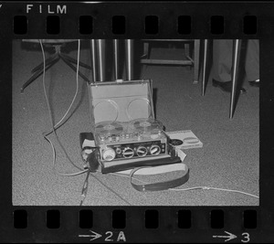 Equipment used to record State House hearing on "Titicut Follies"
