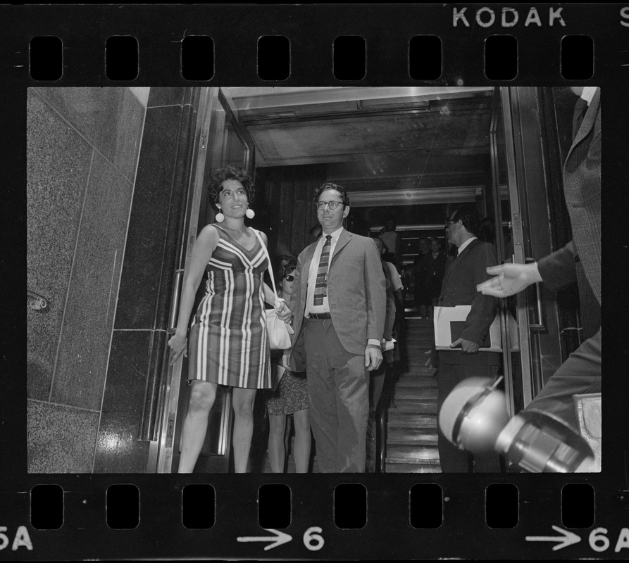 Marcus Raskin, right, seen at Federal Courthouse for sentencing on draft conspiracy charges