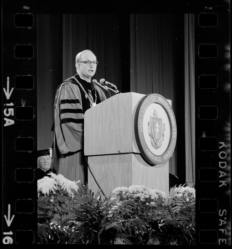 Dr. Robert Wood speaking at his installation ceremony as president of University of Massachusetts