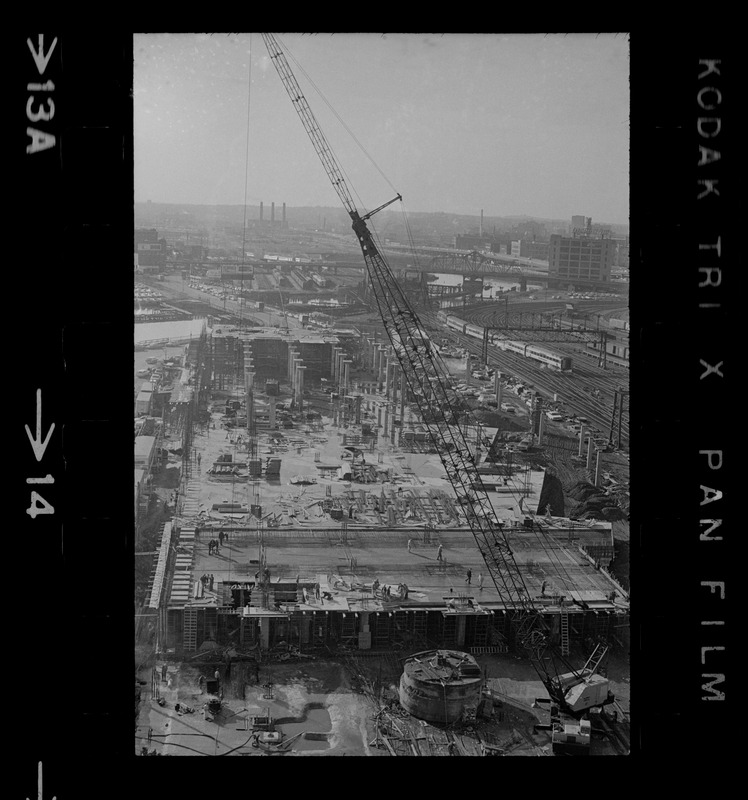 Giant crane hovers over the construction of the $24-million addition to the South Postal Annex on Dorchester ave., near South Station