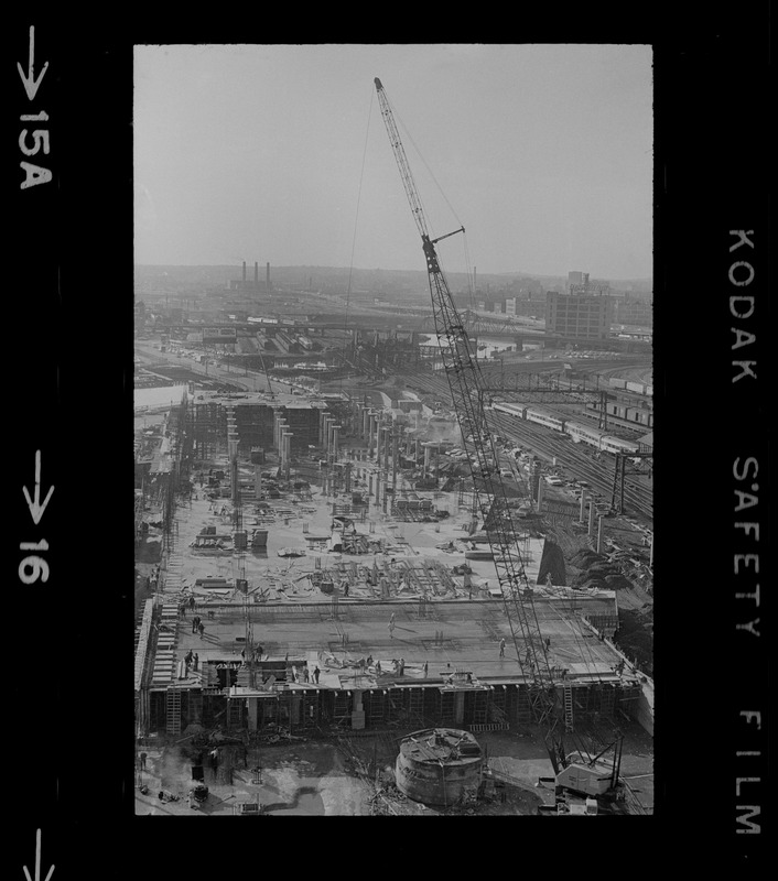 Giant crane hovers over the construction of the $24-million addition to the South Postal Annex on Dorchester ave., near South Station