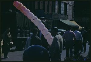 Long pink balloon, North End, Boston, Massachusetts