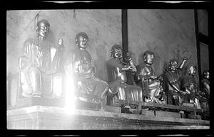 Bronze painted figures in new temple at Nanking