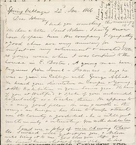 Letter from Zadoc Long to John D. Long, January 22, 1866